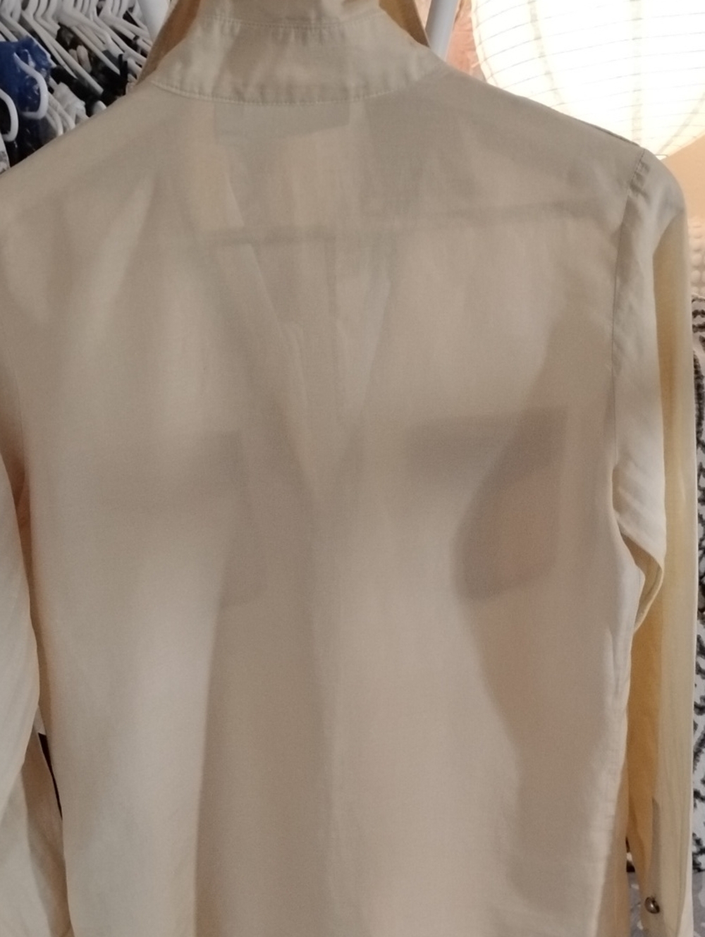 Farinaz Taghavi Italian Cotton Cream Button-Front Stylish Timeless Top - Picture 8 of 9
